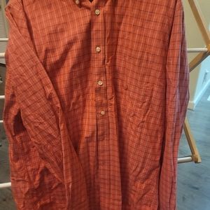 LOOKS NEW Lands' End Men's Button up Shirt Salmon Color Regular 16.5-34/35
